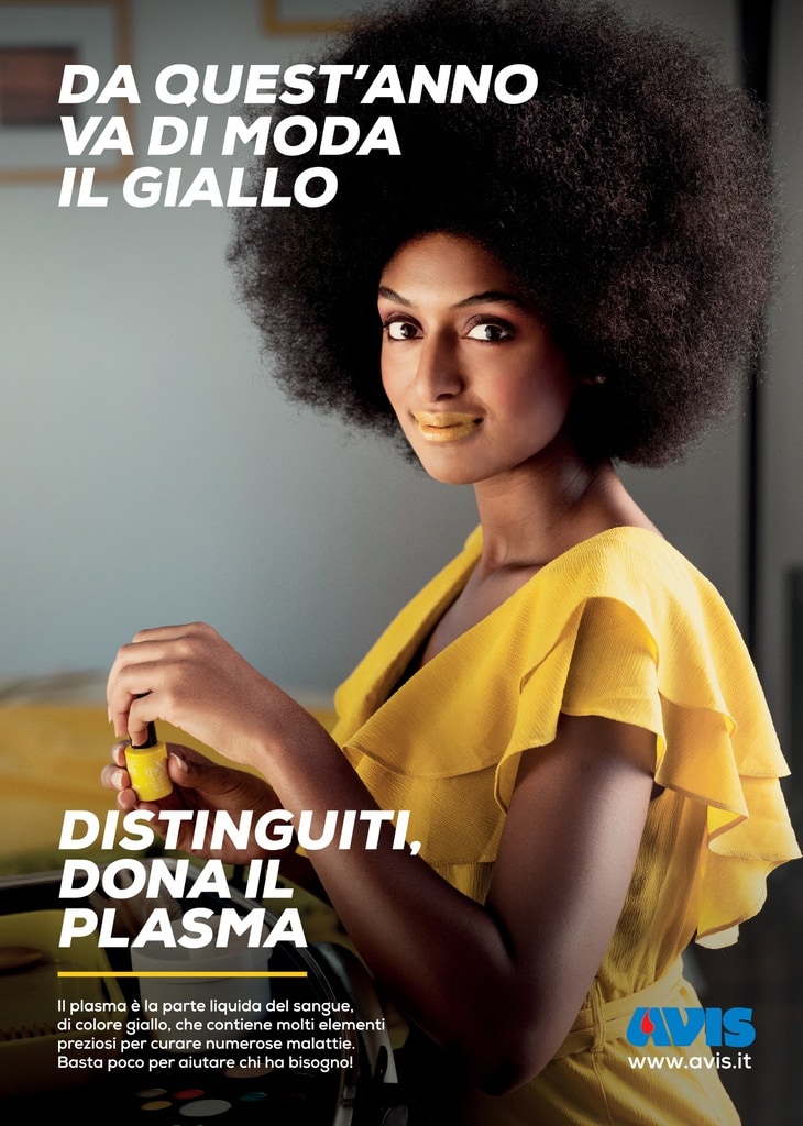 Da quest'anno va di moda il giallo. Distinguiti, dona il plasma". Al via lacampagna nazionale Avis. Sondaggio Ipsos: ancora molti non conoscono bene l'importanza della parte fluida del sangue.