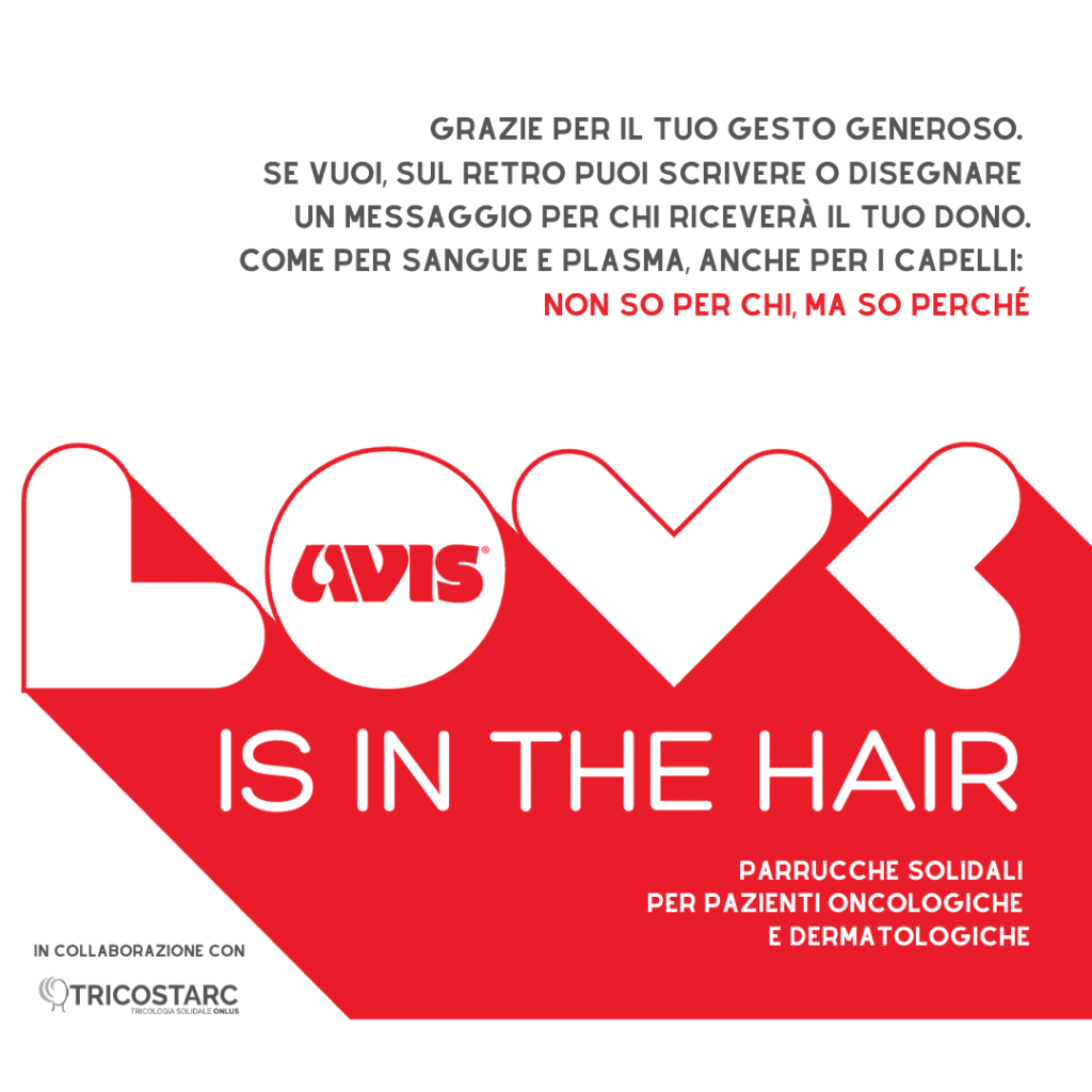Love is in the Hair progetto donazione capelli avis cartolina dedica