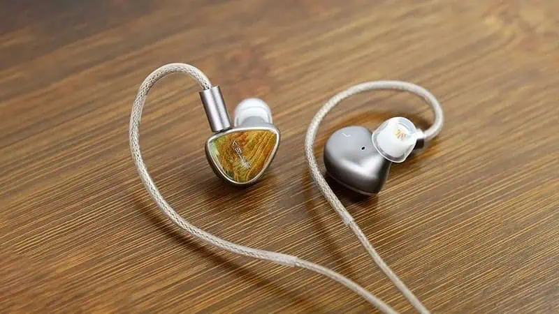 Premium in-ear headphones with metallic finish and braided cable.