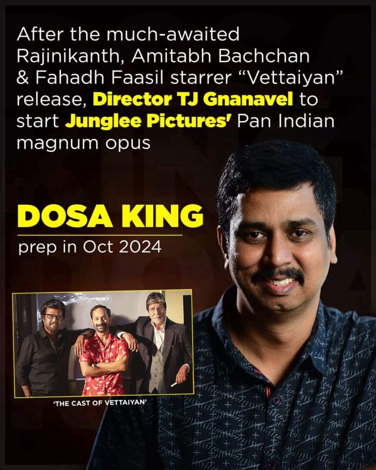 Junglee Pictures Unveils TJ Gnanavel’s Next Epic: ‘Dosa King’