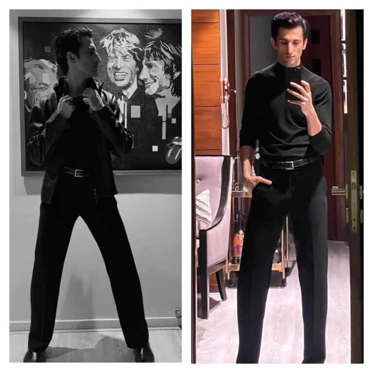 Sidhant Gupta Stuns in Armani Black Monochrome Leather Outfit.