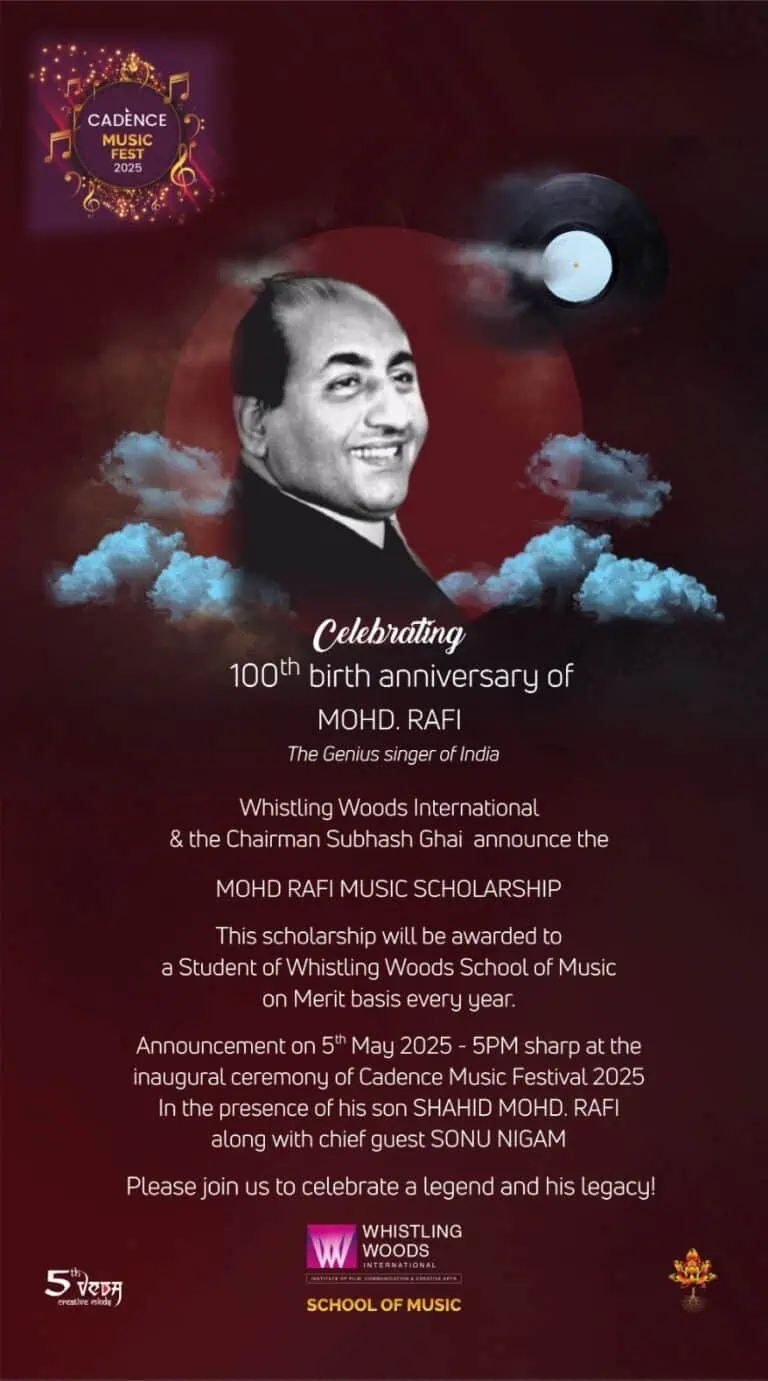 Whistling Woods & Subhash Ghai Launch Mohd Rafi Music Scholarship on 100th Birth Anniversary.
