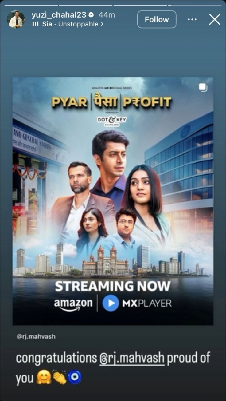 Yuzvendra Chahal Cheers for RJ Mahvash as Pyar, Paisa, Profit Takes Over Amazon MX Player.
