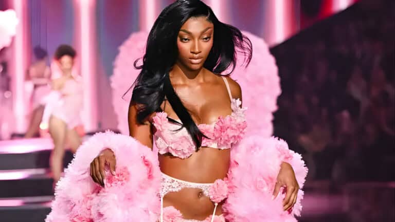 Angel Reese is the first professional athlete to walk the Victoria’s Secret Fashion Show runway in beautiful pink outfits