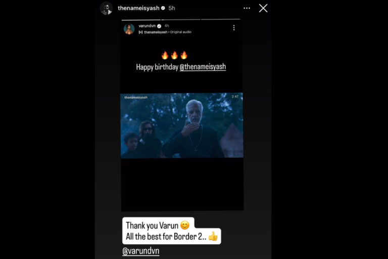 Rocking Star Yash sends Varun Dhawan his best wishes for Border 2.
