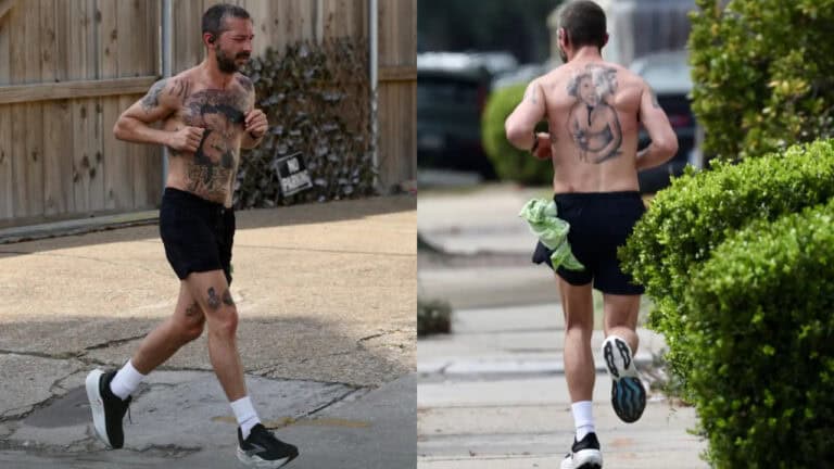 Shia LaBeouf Shirtless Jog, Solo Dine Post-Arrest