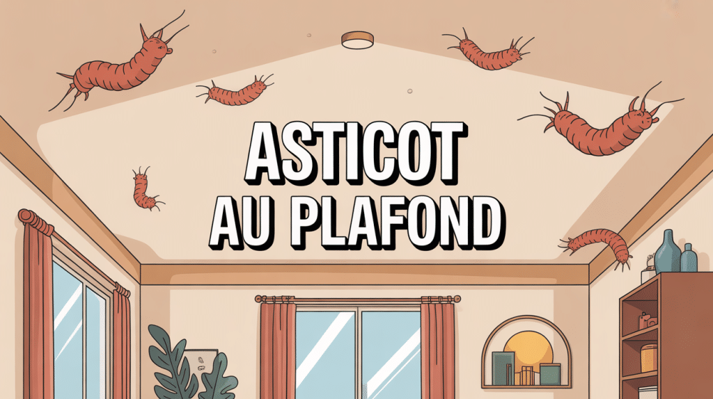 Illustration asticot au plafond dans une maison