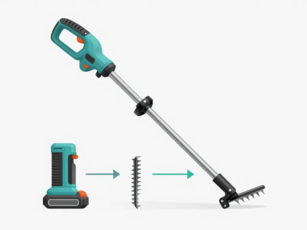 schéma caractéristiques taille haie télescopique à batterie