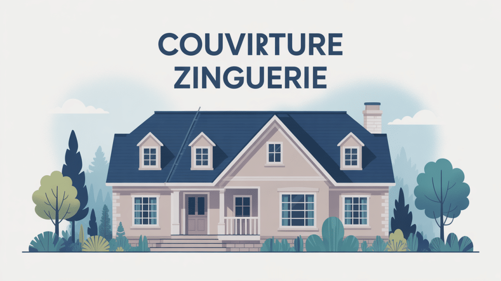 illustration couverture zinguerie toit avec éléments zinc