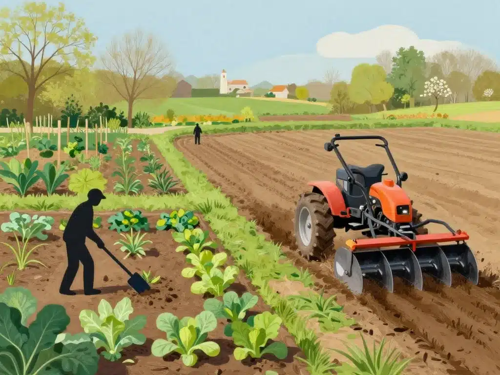 différence entre motoculteur et motobineuse dans différents jardins