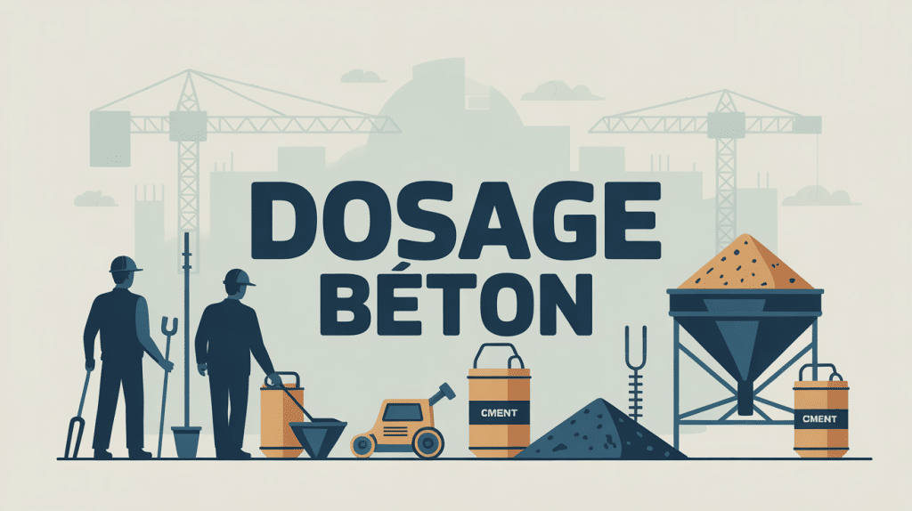 Visuel vectoriel dosage beton sur chantier avec outils
