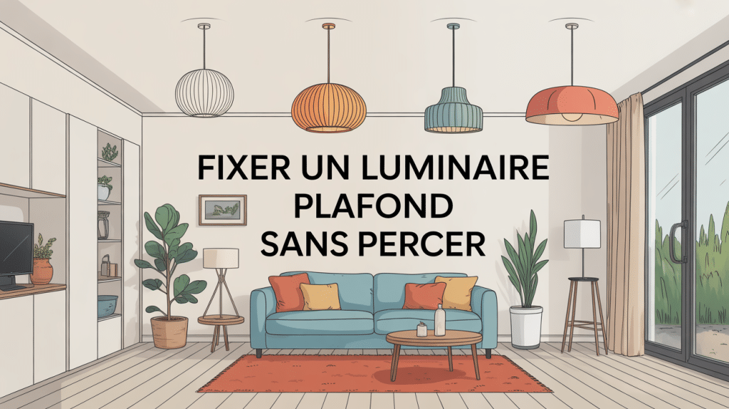 fixer luminaire plafond sans percer dans un intérieur moderne