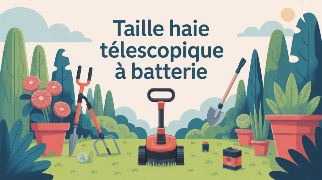 illustration guide taille haie télescopique à batterie jardin