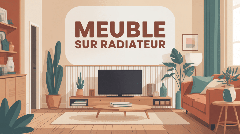 meuble sur radiateur intégré dans un salon moderne chaleureux