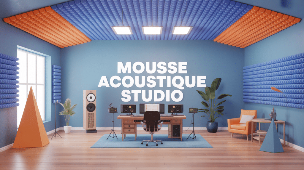 Mousse acoustique studio sur murs, ambiance professionnelle