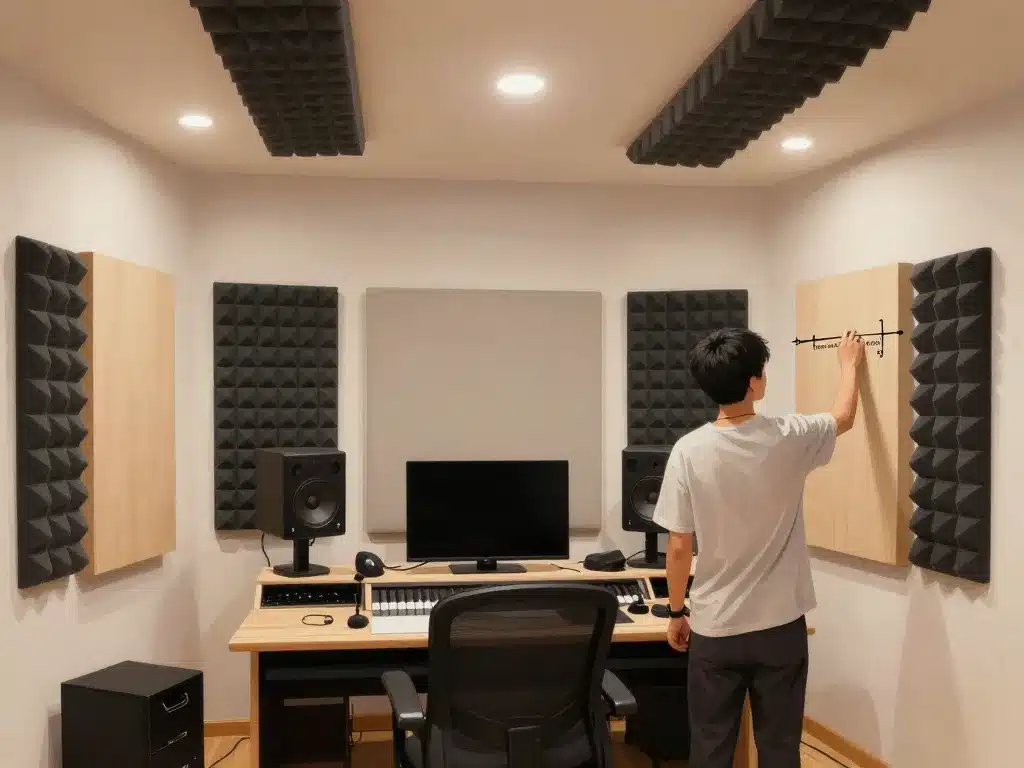 Installation mousse acoustique studio points réflexion