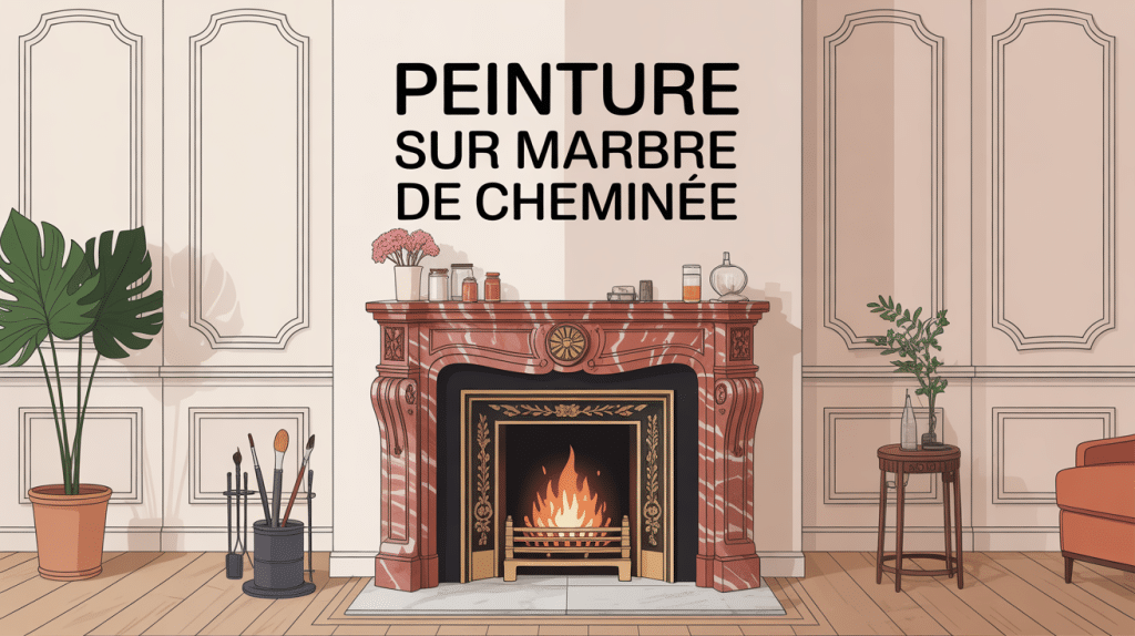 peinture sur marbre cheminée dans salon contemporain