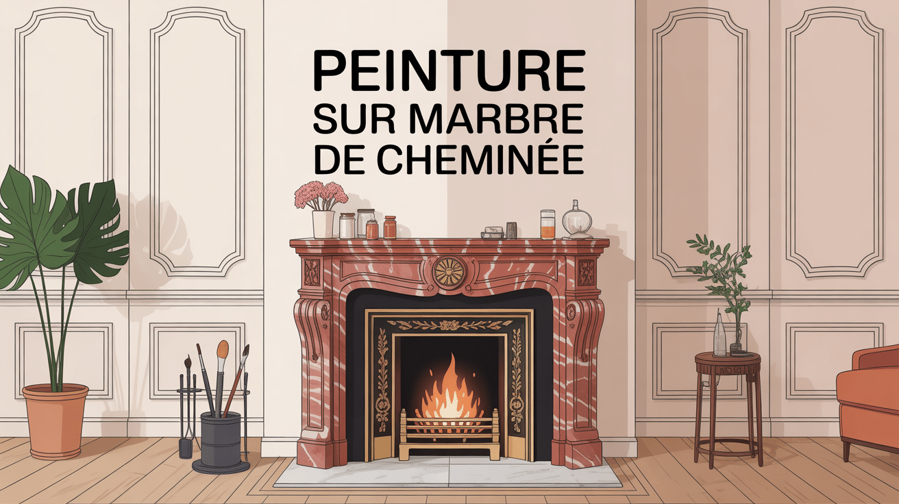 peinture sur marbre cheminée dans salon contemporain