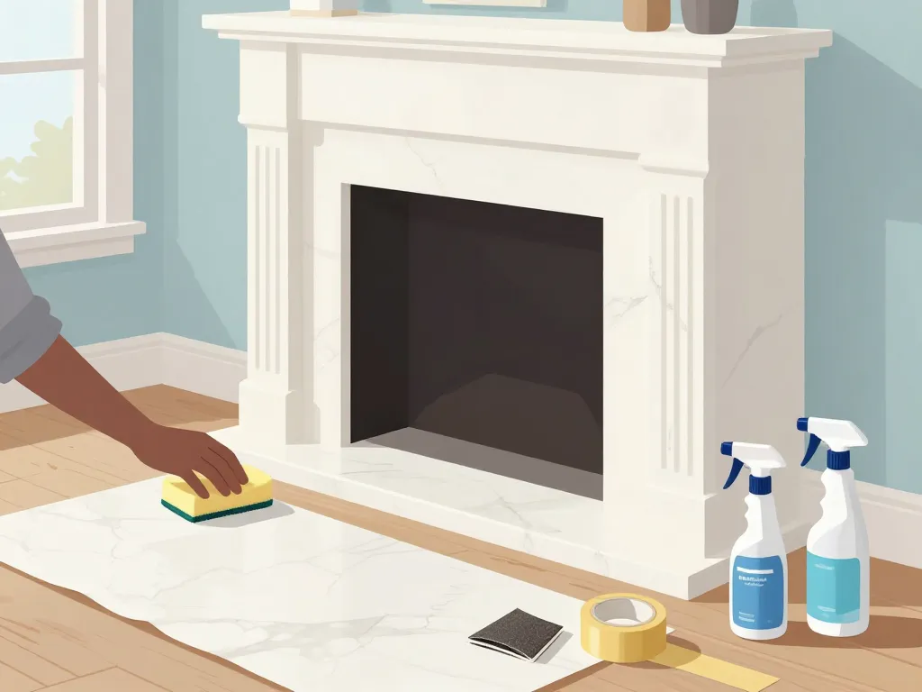 préparer peinture sur marbre cheminée illustration