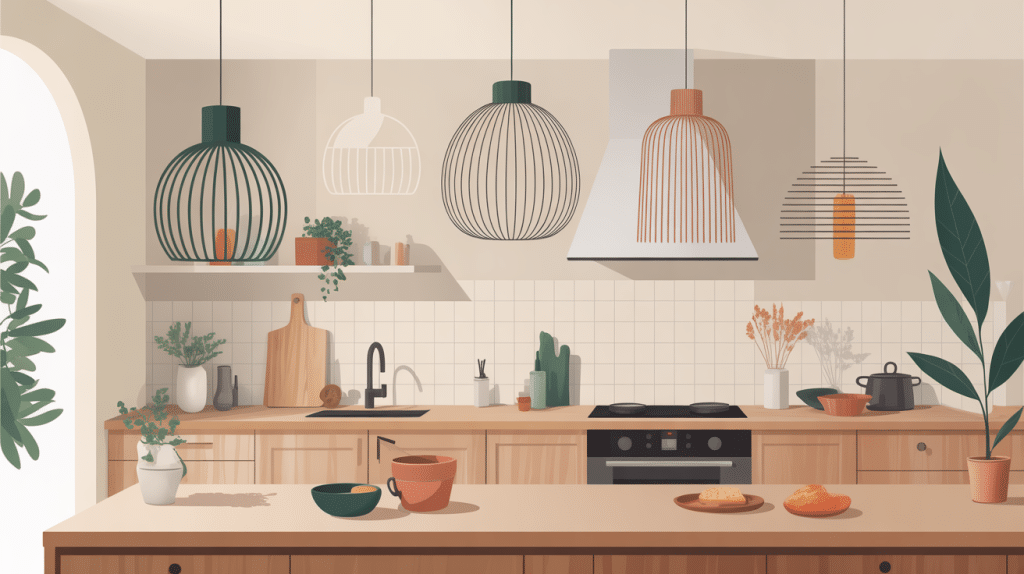 illustration suspension cuisine originale moderne et design