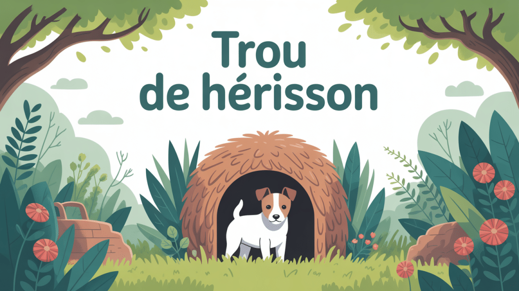 illustration d’un trou de hérisson dans le jardin avec hérisson