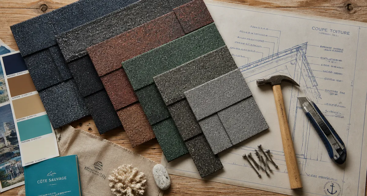 shingle toiture échantillons et outils