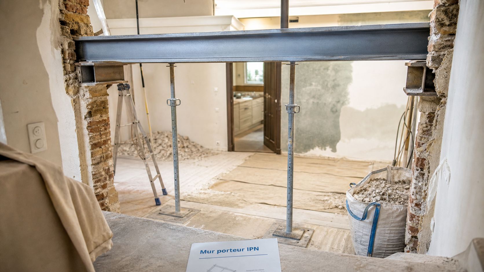Mur porteur IPN prix : poutre acier sur deux appuis en rénovation