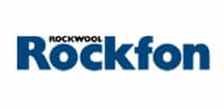 Logotipo de Rockfon, empresa de materiales acústicos