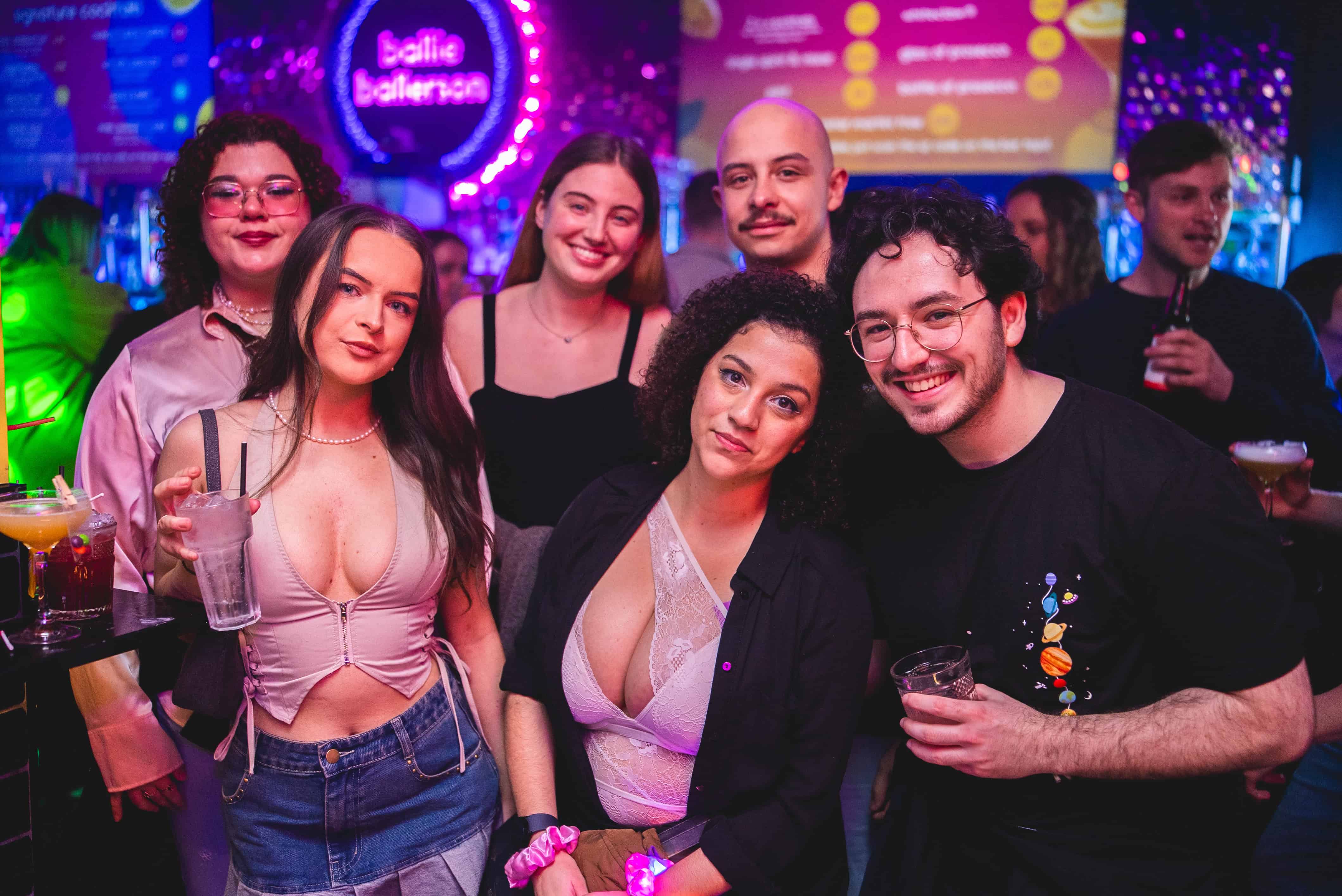 Colourful party celebrating at Ballie Ballerson, London’s famous ball pit bar and nightclub.