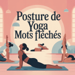 illustration centrale posture de yoga mots fleches avec grilles