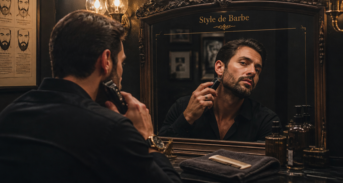 barbe style homme devant miroir ancien