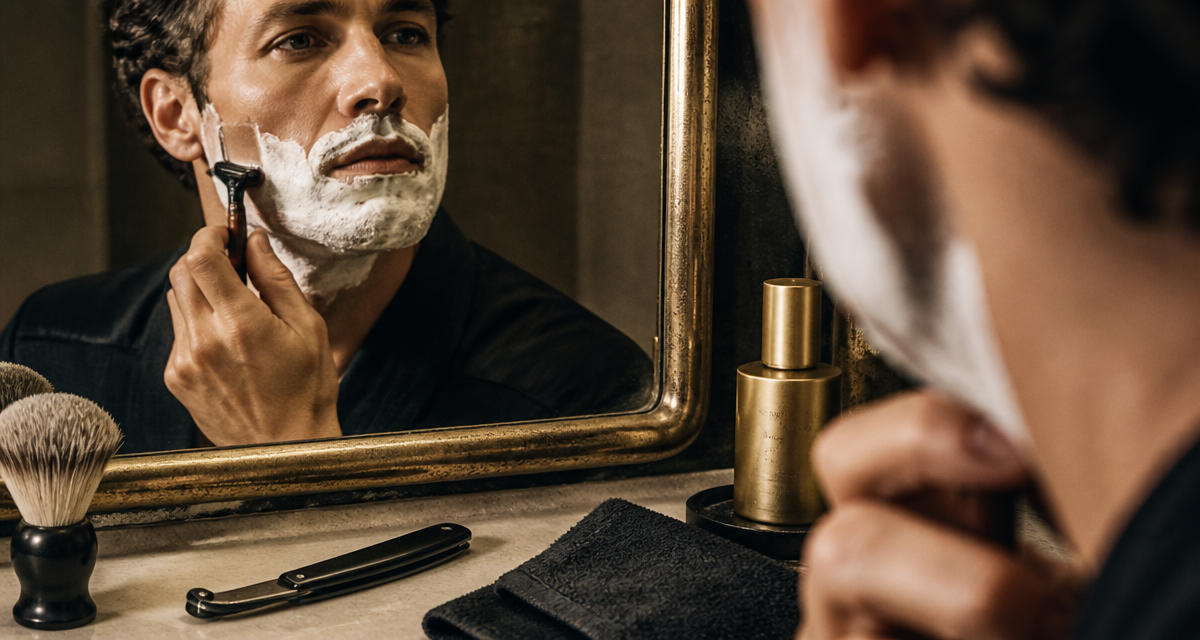 comment se raser la barbe sans irritation devant miroir