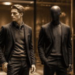 Deux mannequin homme côte à côte en boutique élégante