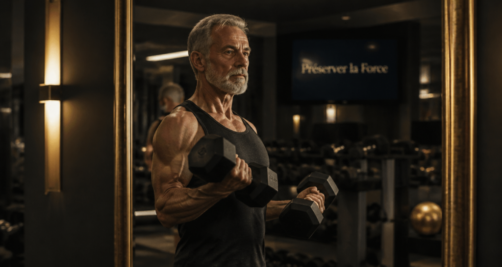 perte masse musculaire age homme haltères