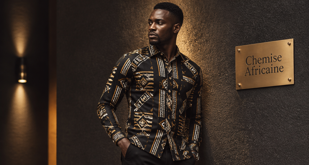 chemise africaine homme wax or ivoire