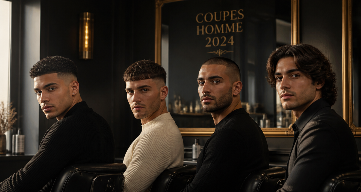 Quatre coupes homme tendance dans un salon haut de gamme