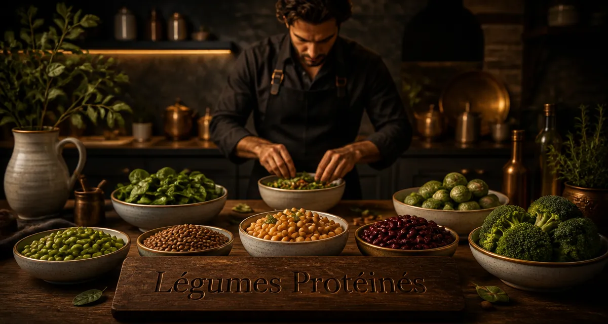 legumes riches en proteines en vaisselle haut de gamme
