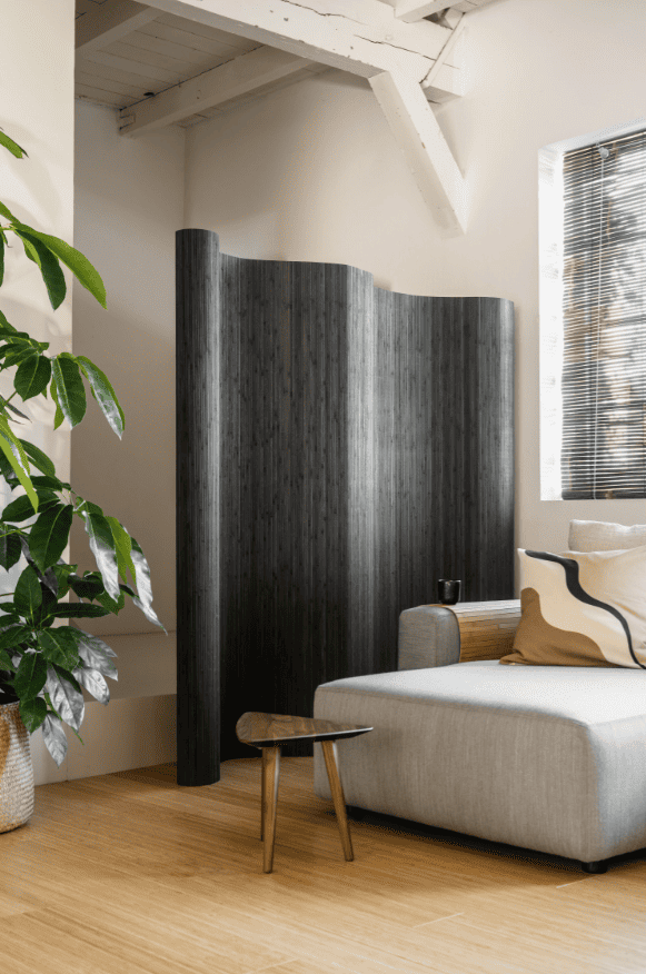 Bamboe kamerscherm donkergrijs salon