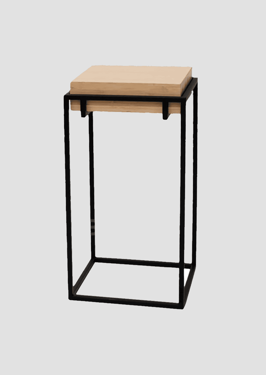 Bamboe Bijzettafel (blok) natuur - beugel 63cm