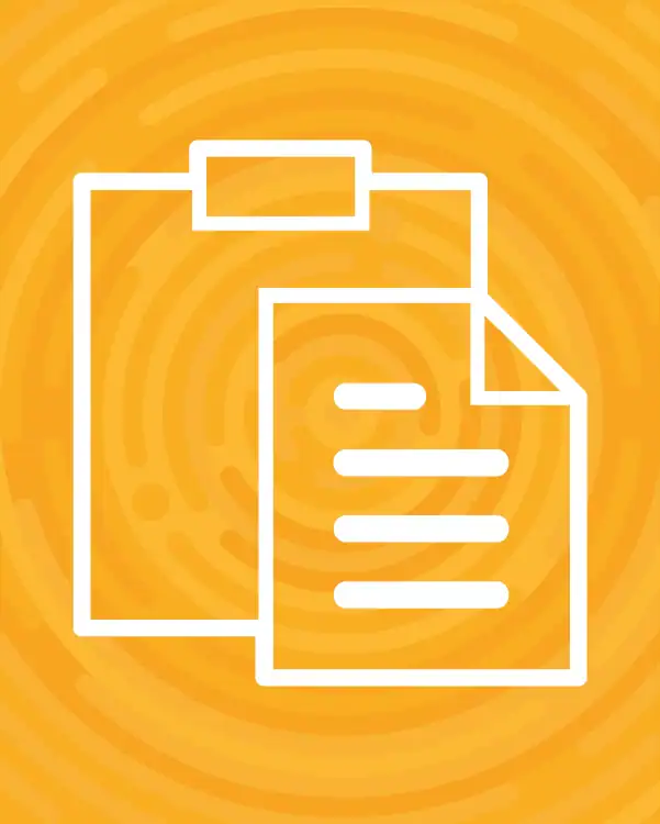 Clipboard and document on orange background