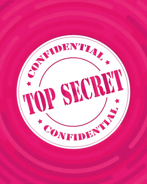 Bright pink top secret stamp design