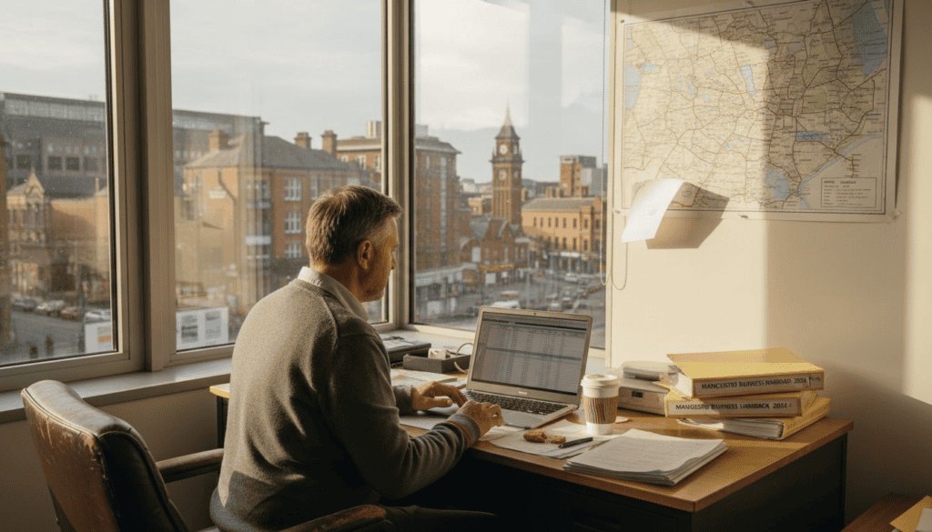 Business owner reviewing local SEO checklist in UK office