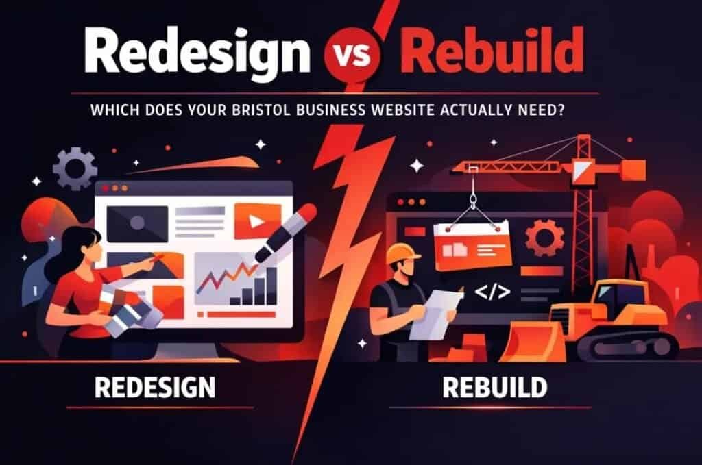 redesign vs rebuild Bristol websites