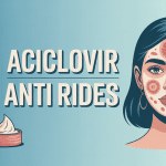 Aciclovir anti rides avis avec tube de crème et visage femme