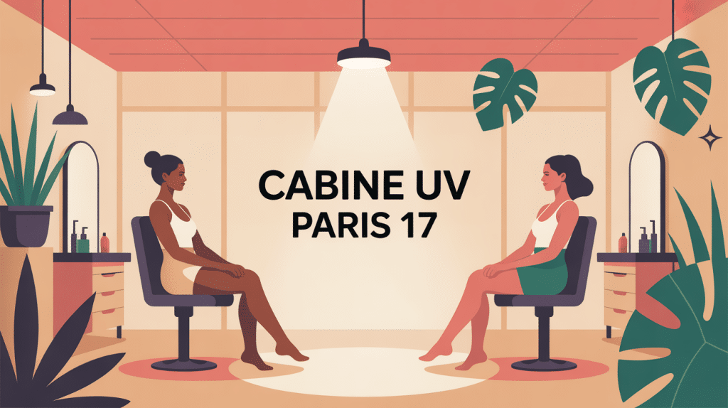 cabine uv paris 17 illustration stylisée ambiance citadine