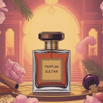 Illustration parfum Sultan flacon précieux style oriental luxe