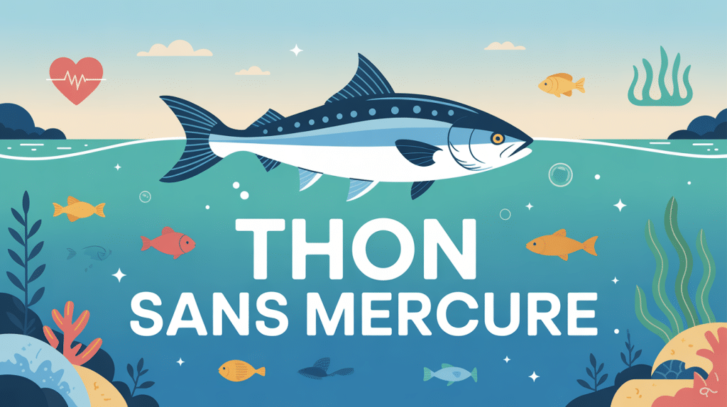 Illustration thon sans mercure, sélection saine et océan propre