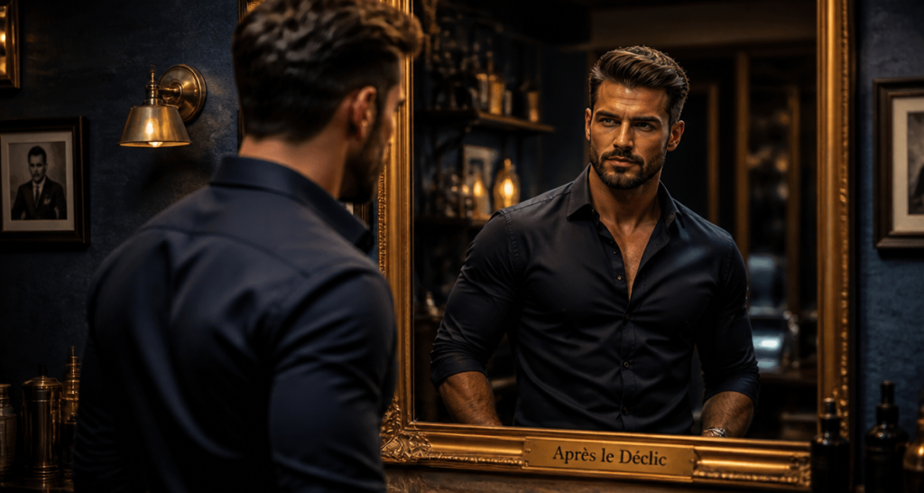 avant et apres un regime homme devant miroir