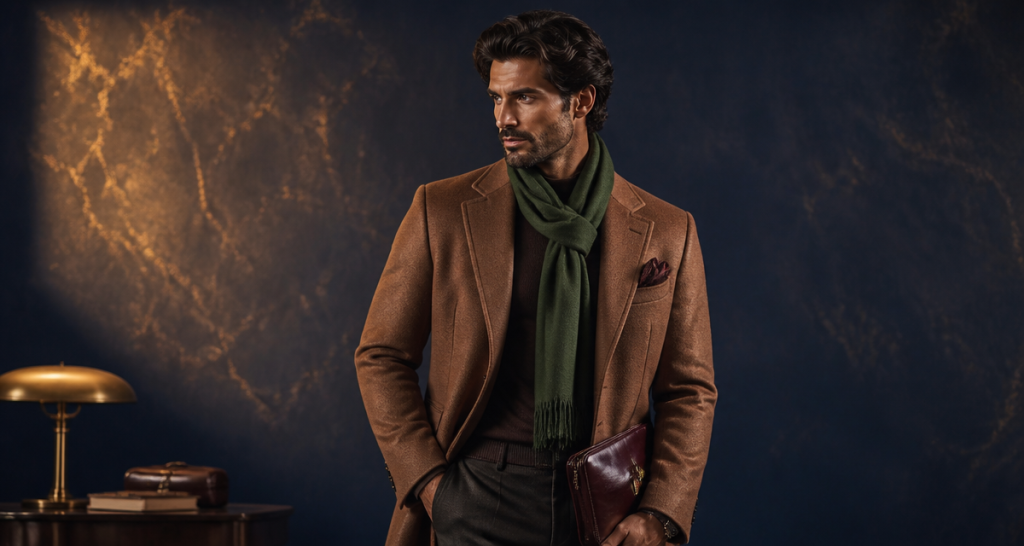 Couleurs mode hiver 2025 homme manteau bordeaux vert iguana
