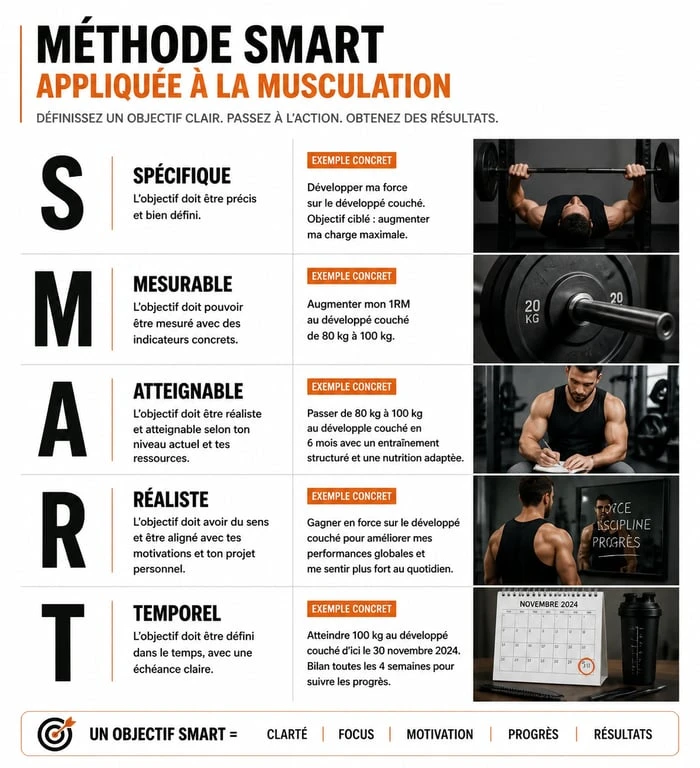Infographie méthode SMART pour la motivation musculation